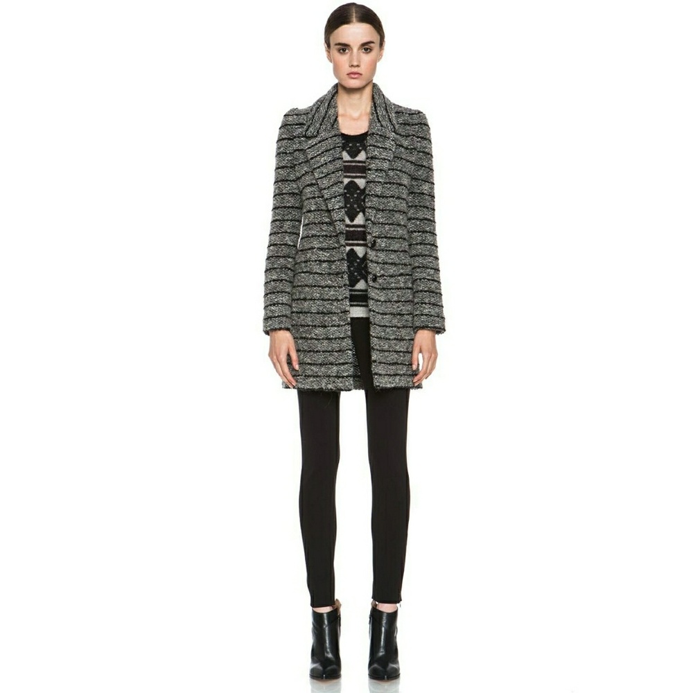 Etoile Isabel Marant Size 42 Ifea Knit Coat Jacket Cardigan Blazer Boucle Gray
